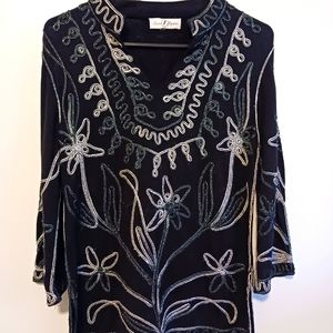 Once Again, Blue Tunic Blouse. Size Medium.